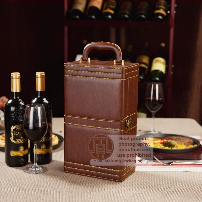Cutii de vin din piele PU pentru 1, 2, 4 sau 6 sticle – ambalaje cadou elegante pentru vin roșu
