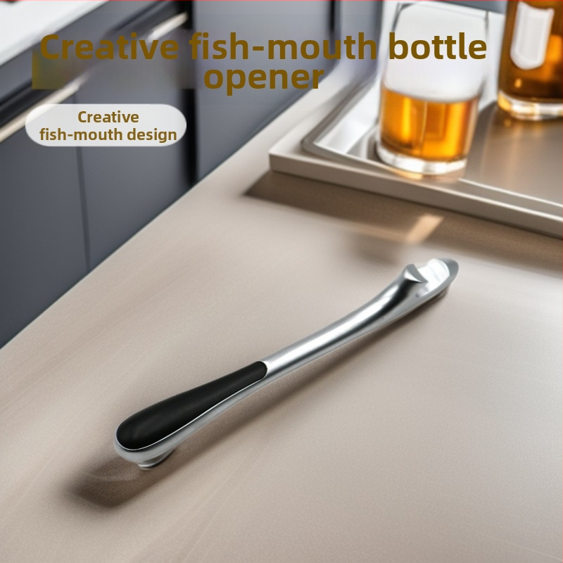 Deschizător de sticle de bere din aliaj de zinc – unealtă de bar îngroșată, deschizător portabil pentru conserve, cu design gură de rechin