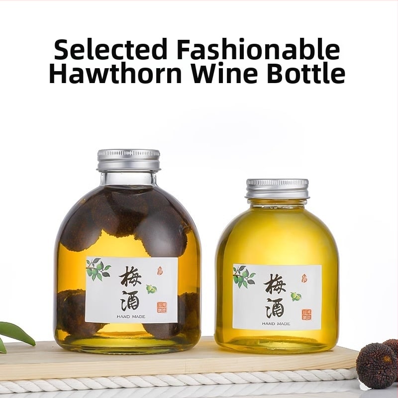 Sklenená fľaša na ovocné víno so širokým hrdlom, na domácu fermentáciu, priehľadná, 500 ml