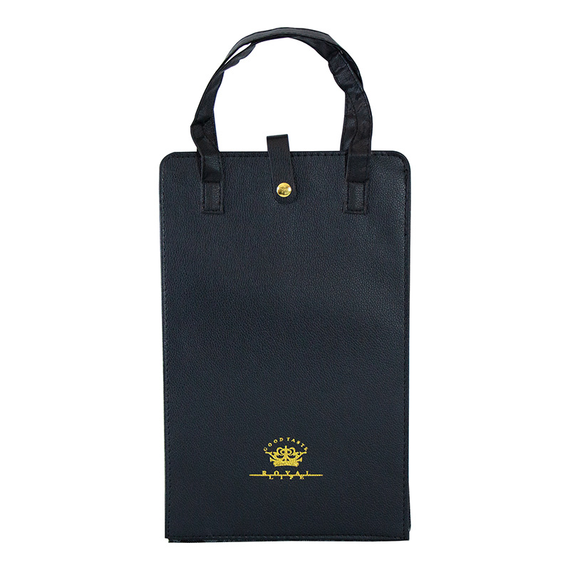 Geantă pentru vin, pachet cu două, cu mâner, design minimalist, carouri negru-roșii