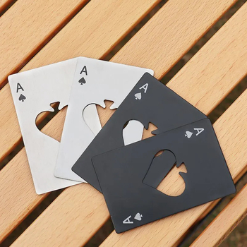 Deschizător de sticle Ace of Spades – format poker, din oțel inoxidabil, dimensiune card de credit