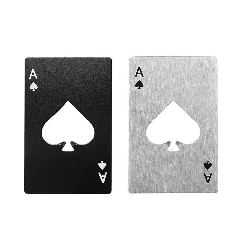 Deschizător de sticle Ace of Spades – format poker, din oțel inoxidabil, dimensiune card de credit