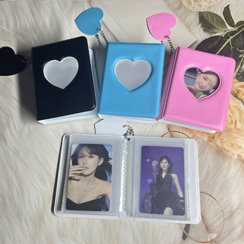 Album mic pentru carduri în formă de inimă din seria Macaron, stil feminin, pentru fotografii Polaroid, depozitare și protecție a cardurilor