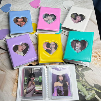 Album mic pentru carduri în formă de inimă din seria Macaron, stil feminin, pentru fotografii Polaroid, depozitare și protecție a cardurilor
