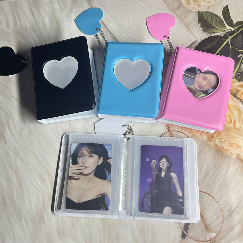 Album mic pentru carduri în formă de inimă din seria Macaron, stil feminin, pentru fotografii Polaroid, depozitare și protecție a cardurilor