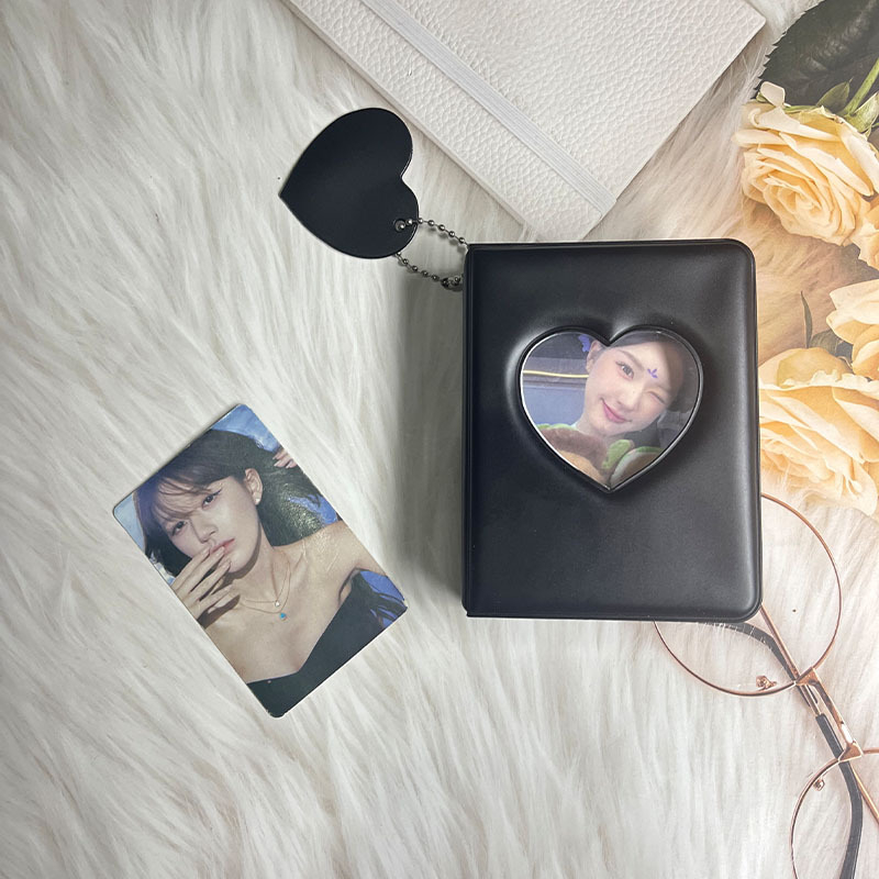 Album mic pentru carduri în formă de inimă din seria Macaron, stil feminin, pentru fotografii Polaroid, depozitare și protecție a cardurilor