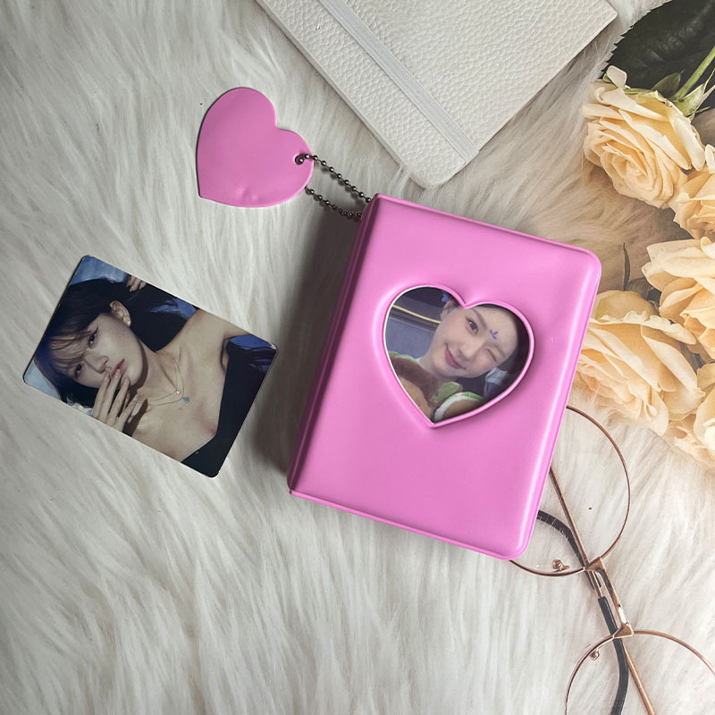 Album mic pentru carduri în formă de inimă din seria Macaron, stil feminin, pentru fotografii Polaroid, depozitare și protecție a cardurilor