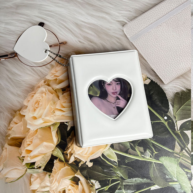 Album mic pentru carduri în formă de inimă din seria Macaron, stil feminin, pentru fotografii Polaroid, depozitare și protecție a cardurilor
