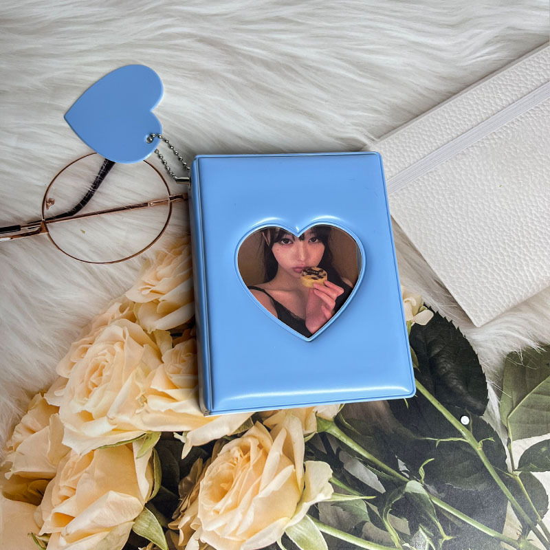 Album mic pentru carduri în formă de inimă din seria Macaron, stil feminin, pentru fotografii Polaroid, depozitare și protecție a cardurilor