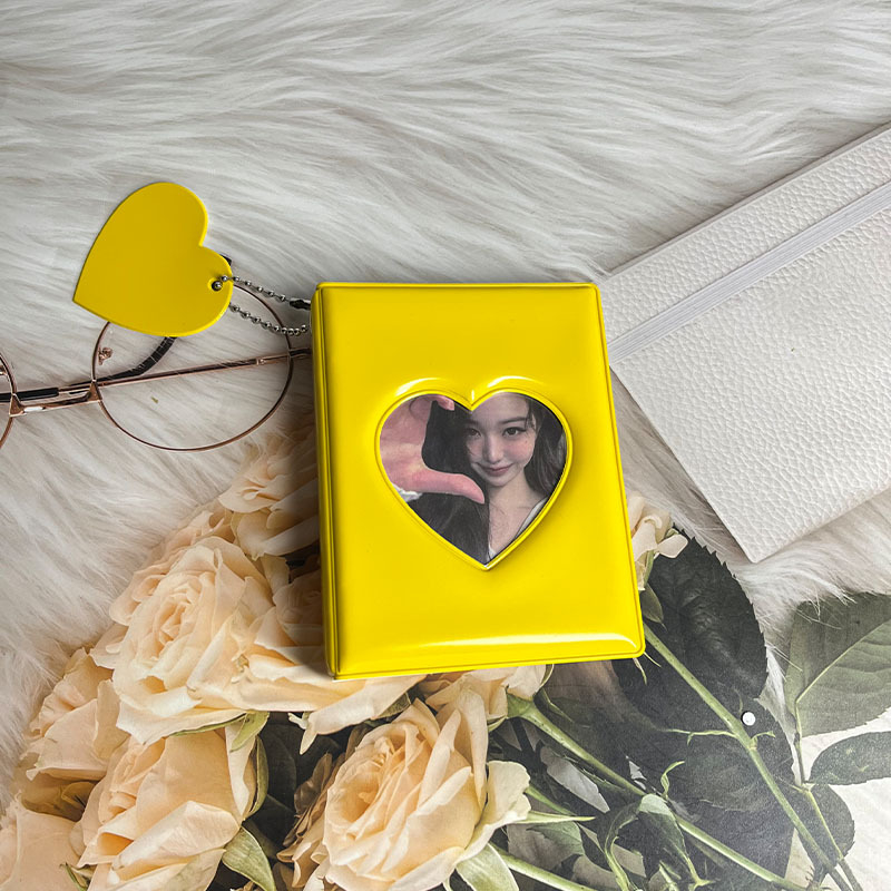 Album mic pentru carduri în formă de inimă din seria Macaron, stil feminin, pentru fotografii Polaroid, depozitare și protecție a cardurilor