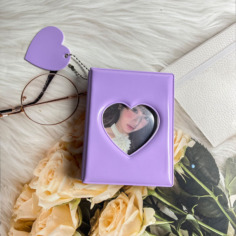 Album mic pentru carduri în formă de inimă din seria Macaron, stil feminin, pentru fotografii Polaroid, depozitare și protecție a cardurilor
