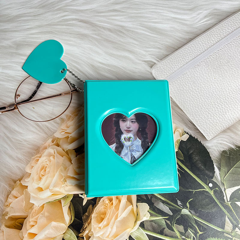 Album mic pentru carduri în formă de inimă din seria Macaron, stil feminin, pentru fotografii Polaroid, depozitare și protecție a cardurilor