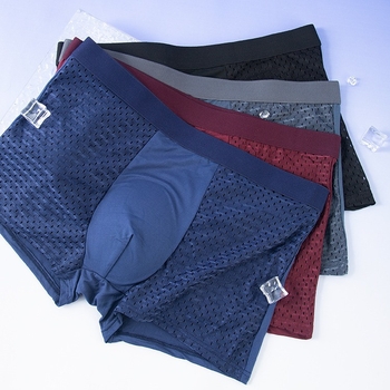 Férfi ice-silk hálószövésű boxeralsó, légáteresztő, plusz méret, nyár, vékony hálószövet