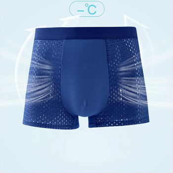 Pánske boxerky z ice-silk sieťoviny, priedušné, plus veľkosť, leto, ľahká sieťovina