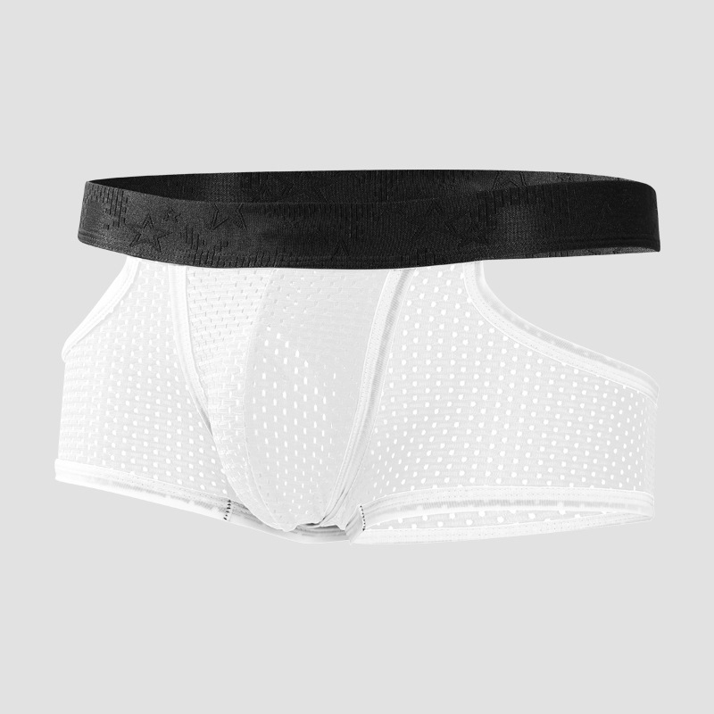 Muške bokserice od ledenog svile s prozračnom mrežom – lagane ljetne bokserice od najlona, srednji pojas, sportski stil