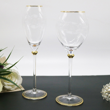 Pahar de vin roșu din cristal, stil european, pentru decor de casă, margine aurită