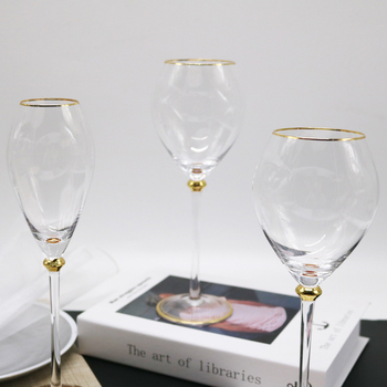 Pahar de vin roșu din cristal, stil european, pentru decor de casă, margine aurită