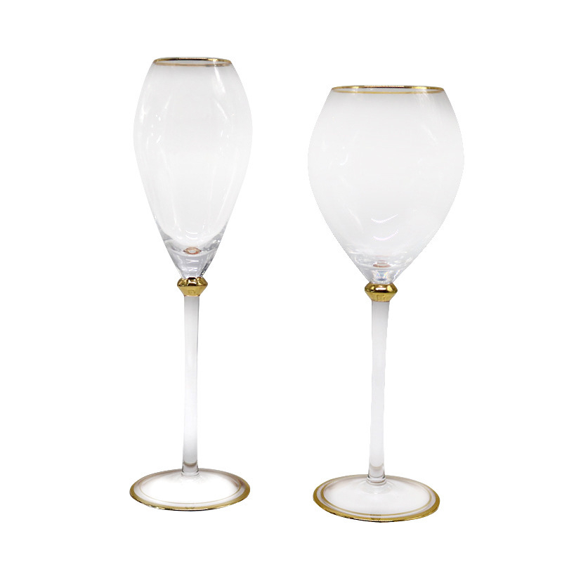 Pahar de vin roșu din cristal, stil european, pentru decor de casă, margine aurită