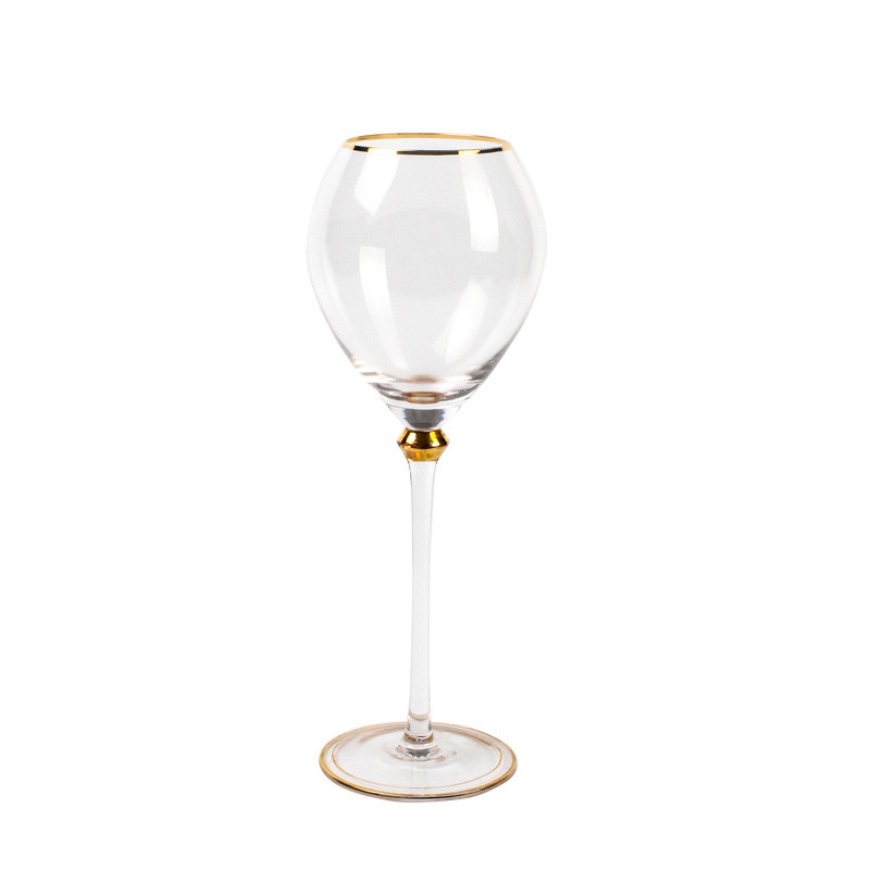 Pahar de vin roșu din cristal, stil european, pentru decor de casă, margine aurită