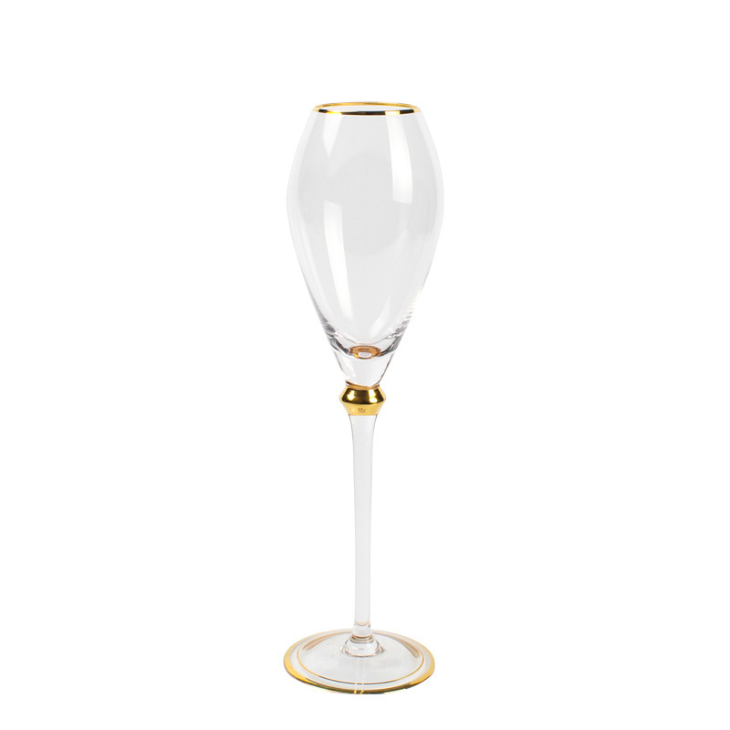 Pahar de vin roșu din cristal, stil european, pentru decor de casă, margine aurită