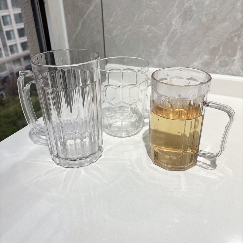 Pahar din plastic pentru bere, rezistent la căderi, cu mâner, potrivit pentru grătar, utilizare casnică și comercială