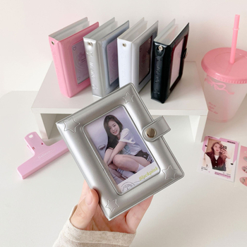 HISOCUTE Album foto mini minimalist cu un singur compartiment pe pagină, spațiu de stocare pentru Polaroid de 3 inch, album pentru carduri ale fanilor și suport pentru carduri