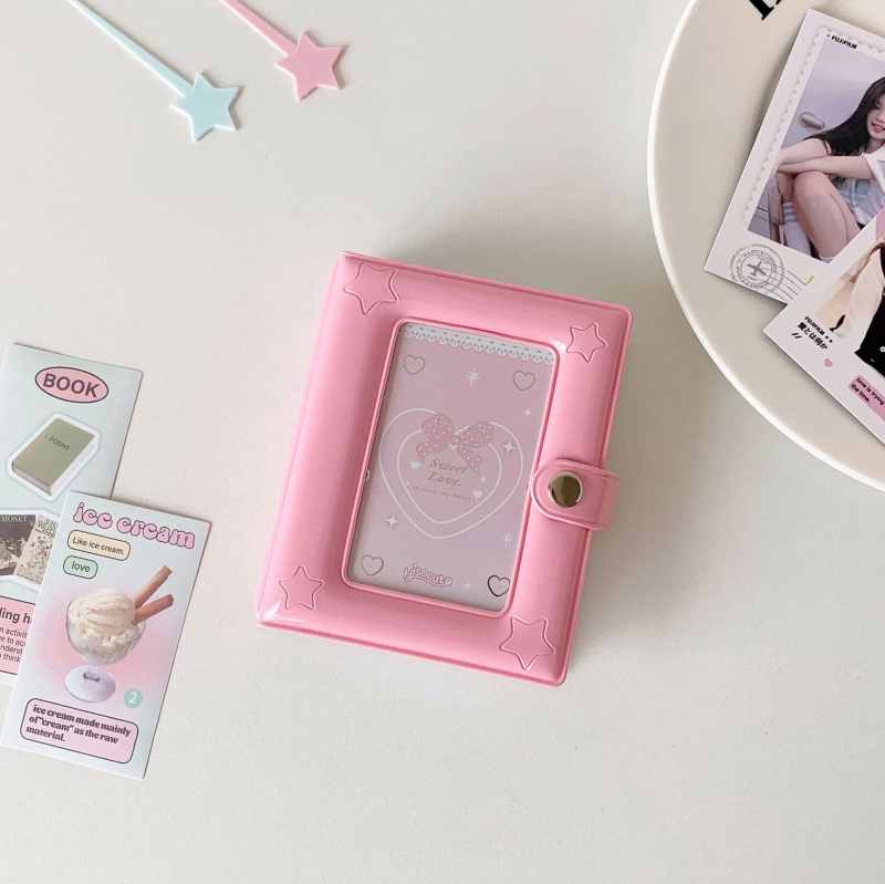 HISOCUTE Album foto mini minimalist cu un singur compartiment pe pagină, spațiu de stocare pentru Polaroid de 3 inch, album pentru carduri ale fanilor și suport pentru carduri