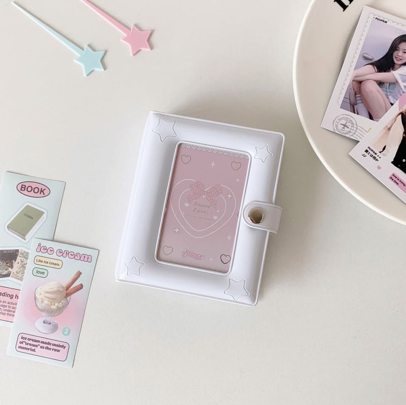 HISOCUTE Album foto mini minimalist cu un singur compartiment pe pagină, spațiu de stocare pentru Polaroid de 3 inch, album pentru carduri ale fanilor și suport pentru carduri