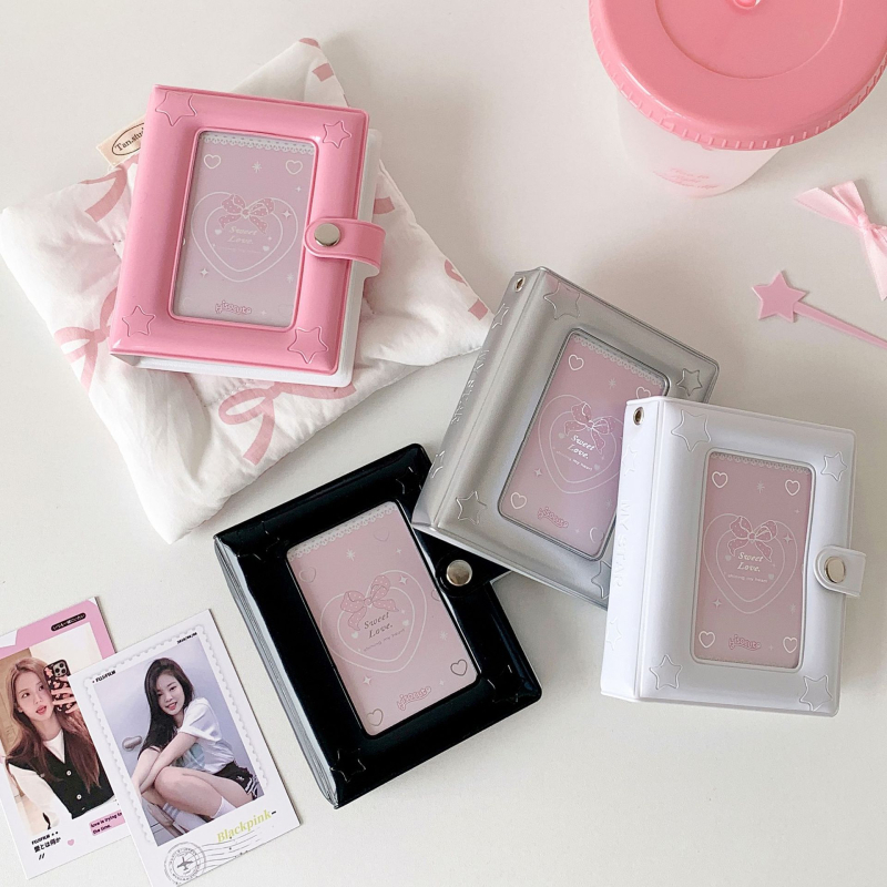HISOCUTE Album foto mini minimalist cu un singur compartiment pe pagină, spațiu de stocare pentru Polaroid de 3 inch, album pentru carduri ale fanilor și suport pentru carduri