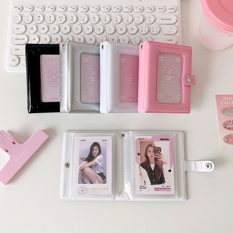 HISOCUTE Album foto mini minimalist cu un singur compartiment pe pagină, spațiu de stocare pentru Polaroid de 3 inch, album pentru carduri ale fanilor și suport pentru carduri