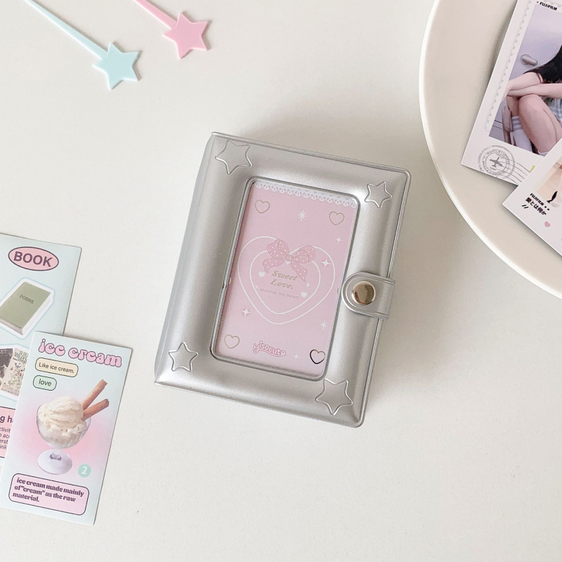 HISOCUTE Album foto mini minimalist cu un singur compartiment pe pagină, spațiu de stocare pentru Polaroid de 3 inch, album pentru carduri ale fanilor și suport pentru carduri