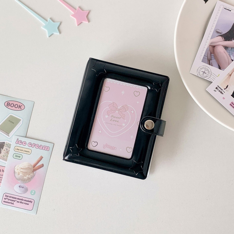 HISOCUTE Album foto mini minimalist cu un singur compartiment pe pagină, spațiu de stocare pentru Polaroid de 3 inch, album pentru carduri ale fanilor și suport pentru carduri
