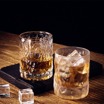 Pahar de whisky din cristal, cu textură ciocănită, pentru uz casnic