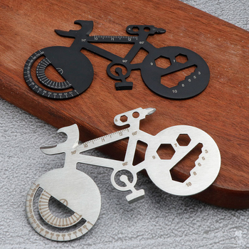 Carte de unelte multifuncțională pentru exterior, cu deschizător de sticle și breloc pentru bicicletă, din oțel inoxidabil