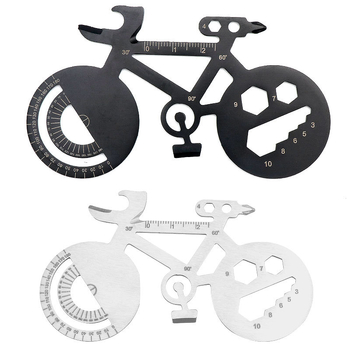 Carte de unelte multifuncțională pentru exterior, cu deschizător de sticle și breloc pentru bicicletă, din oțel inoxidabil