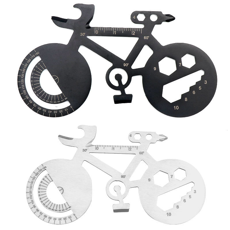 Carte de unelte multifuncțională pentru exterior, cu deschizător de sticle și breloc pentru bicicletă, din oțel inoxidabil
