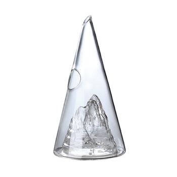 Decantor pentru vin roșu, capacitate mică, sticlă borosilikat, design cu vedere la munte, stil modern minimalist