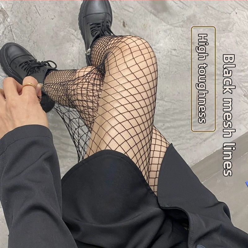 Crne mrežaste čarape, ženski seksi stil, motiv leptira i vinove loze s kristalima