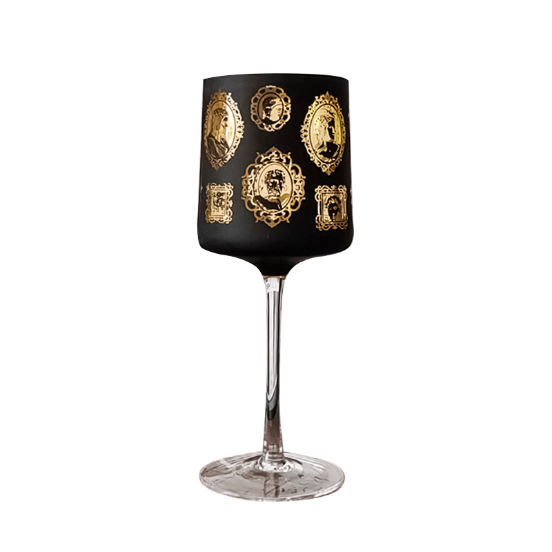 Pahar de vin în stil retro, cu ramă foto, pahar înalt pentru șampanie, sticlă, capacitate 1 L