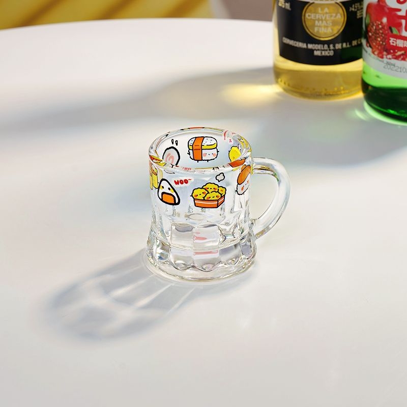 Pahar mini drăguț pentru vin, cu imprimeu, din sticlă pentru lichior, vin alb și vin de fructe, stilat, pentru shot