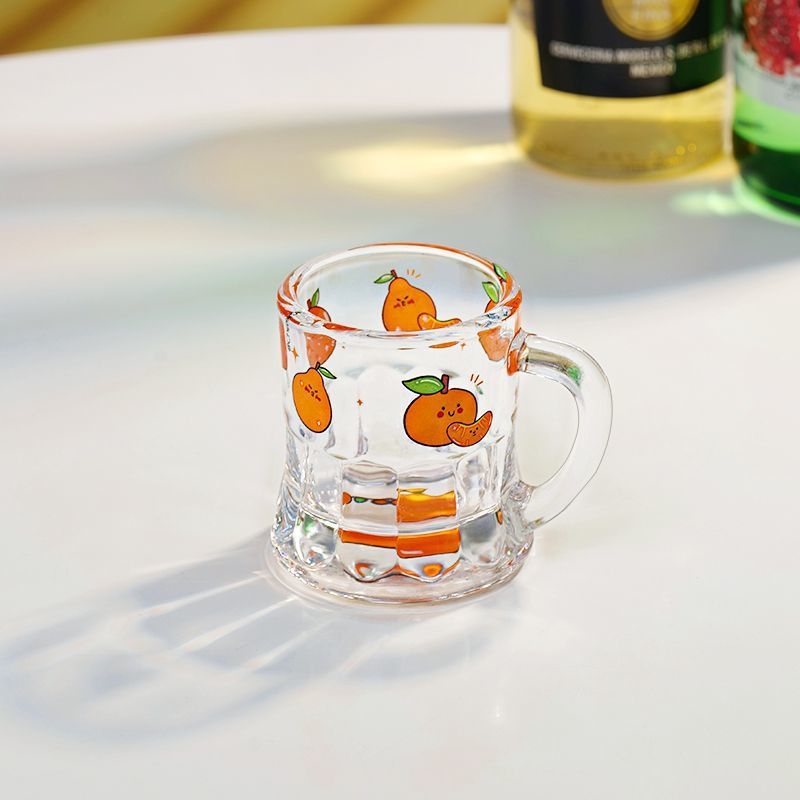 Pahar mini drăguț pentru vin, cu imprimeu, din sticlă pentru lichior, vin alb și vin de fructe, stilat, pentru shot