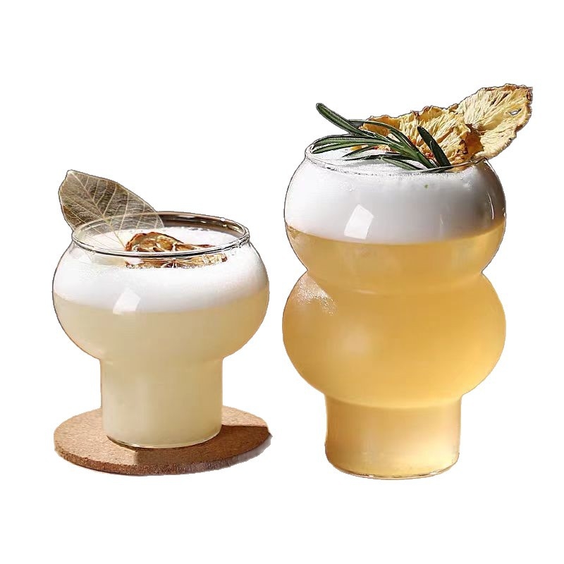 Ceașcă de desert din sticlă borosilicată, în formă de dovleac, 500–600 ml, minimalistă, transparentă, pentru mousse și înghețată