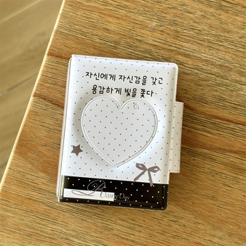 Album mini de fotografii în stil Instagram coreean, cu funda și pisicuță, design în grilă pentru carduri, închidere cu nasturi, 3 inci, pentru poze Polaroid și idol carduri
