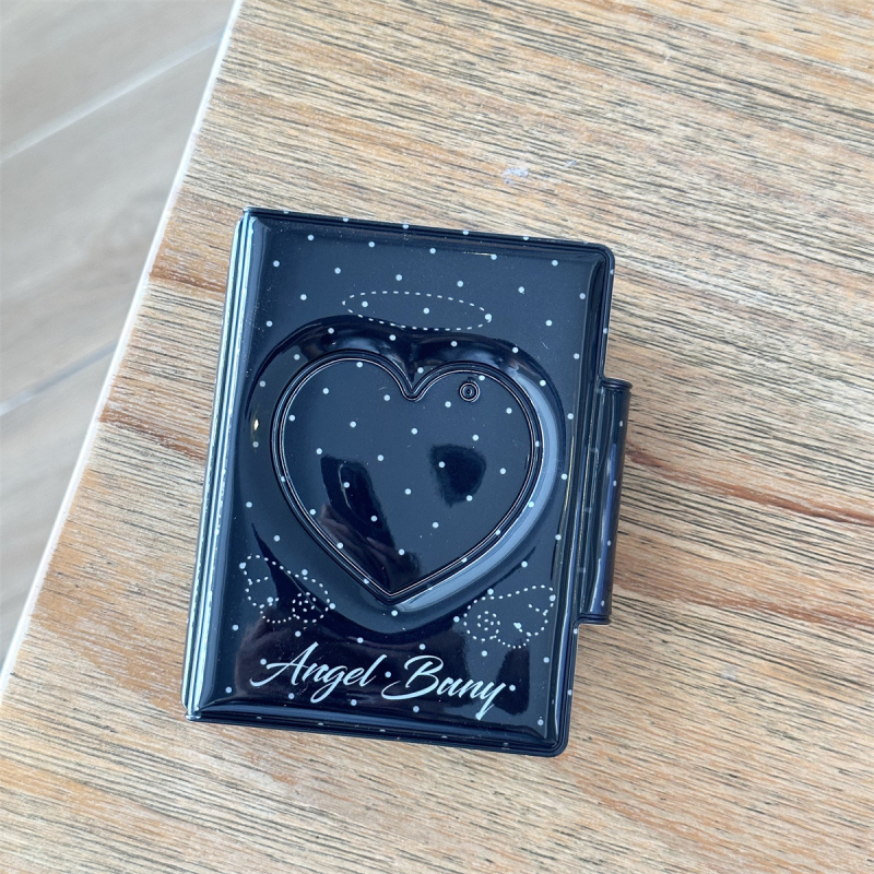 Album mini de fotografii în stil Instagram coreean, cu funda și pisicuță, design în grilă pentru carduri, închidere cu nasturi, 3 inci, pentru poze Polaroid și idol carduri