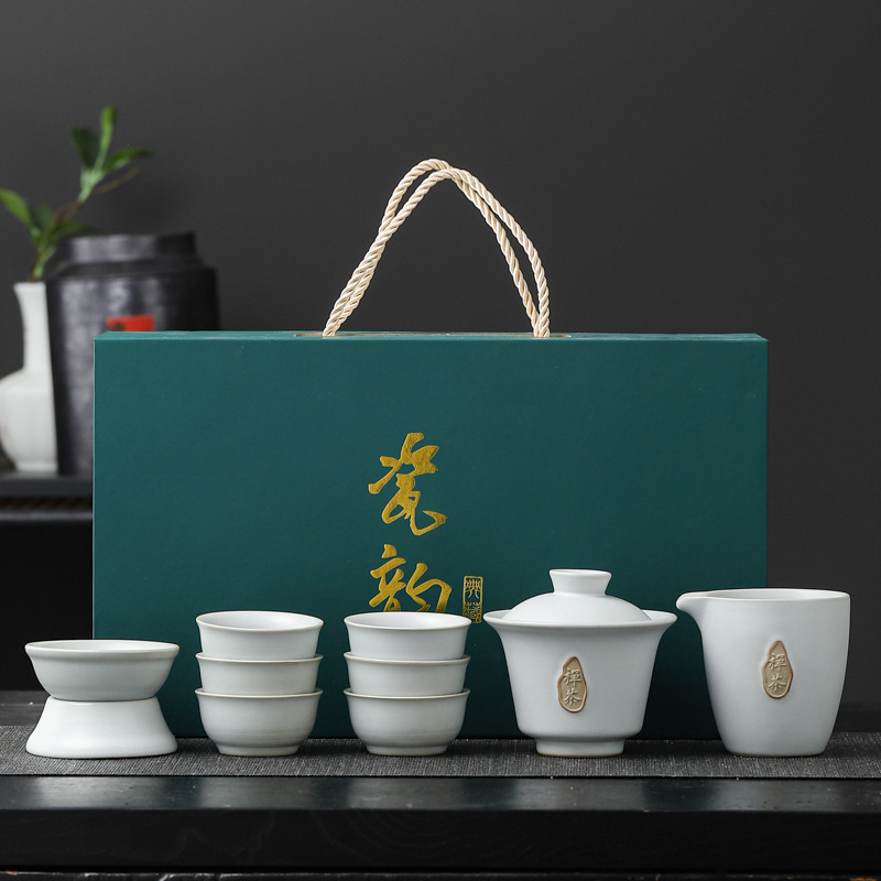 Set de ceai Ge Ware cu Ru Ware Gongfu, ceainic și cești, ceramic pentru uz casnic