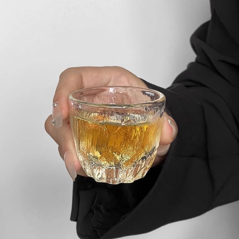 Stil Wabi-Sabi: mini pahar glaciar din sticlă pentru uz casnic, pahar de whisky cu aer discret de lux