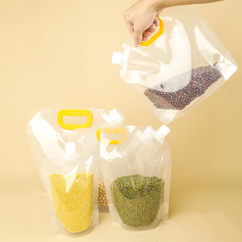 Sac transparent de depozitare a cerealelor, gros, cu bază auto-susținută și duză de turnare pentru orez