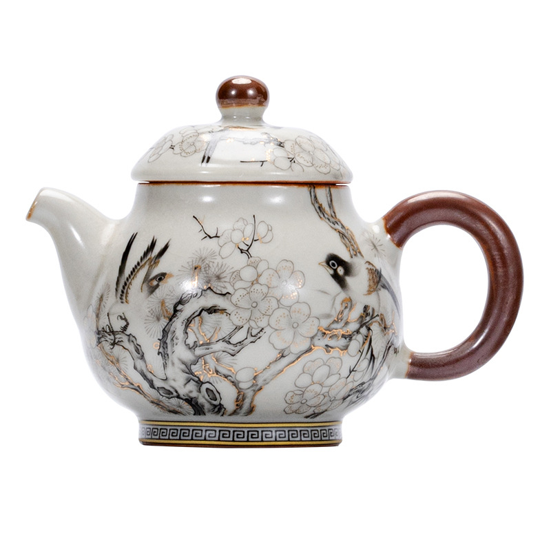 Set de ceai din ceramică cu cutie cadou, set de ceai pentru uz casnic, în stil retro, include accesorii pentru ceremonia ceaiului, 6–10 persoane
