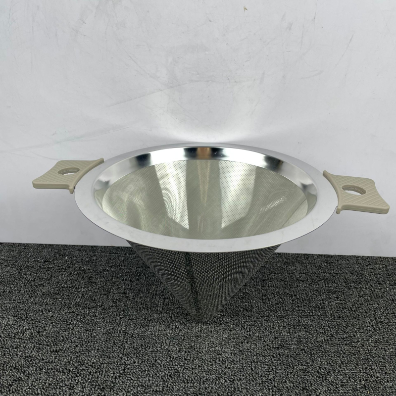 Filtru conic din oțel inoxidabil 304, plasă ultrafină cu trei straturi, pâlnie cu plasă dublă pentru ceai, filtrare lichior și vin