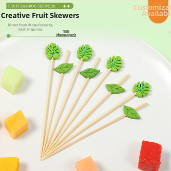 Bețișoare de fructe din bambus, 100 buc./pachet, design decorativ floral, bețișoare artistice creative, pentru fructe, gustări și deserturi, stil modern minimalist